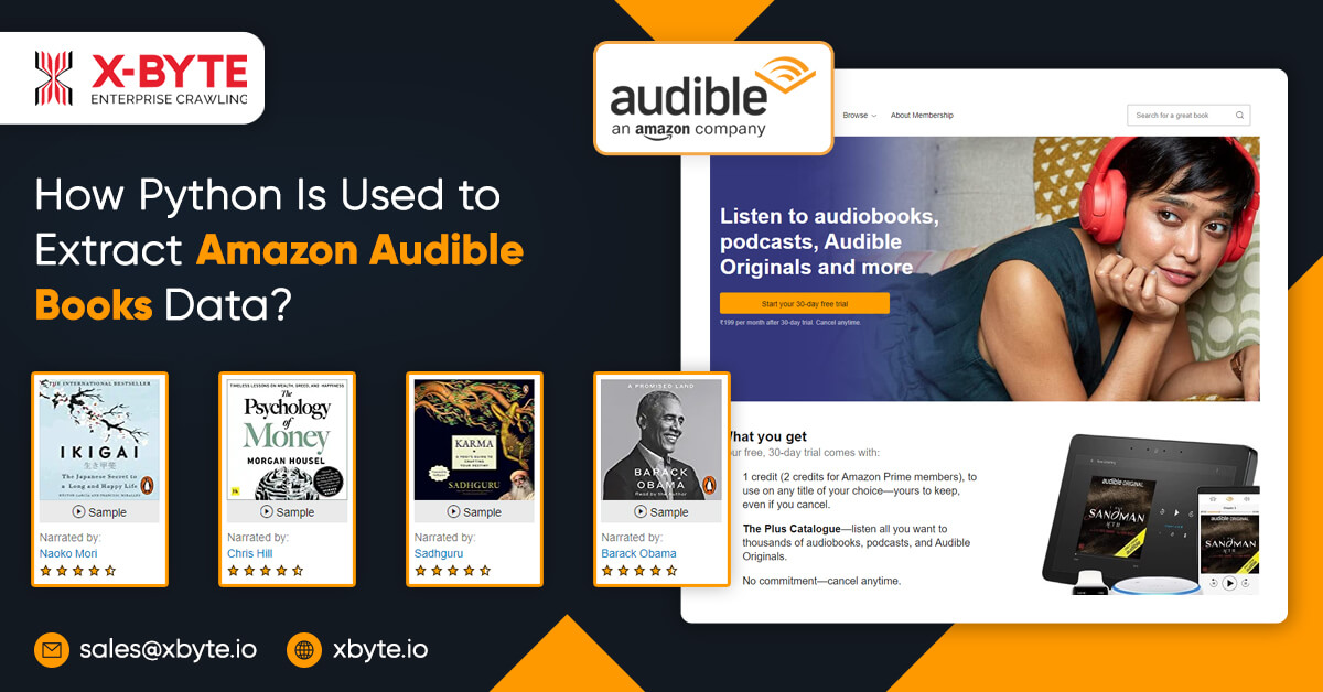 how python is used to extract amazon audible books data