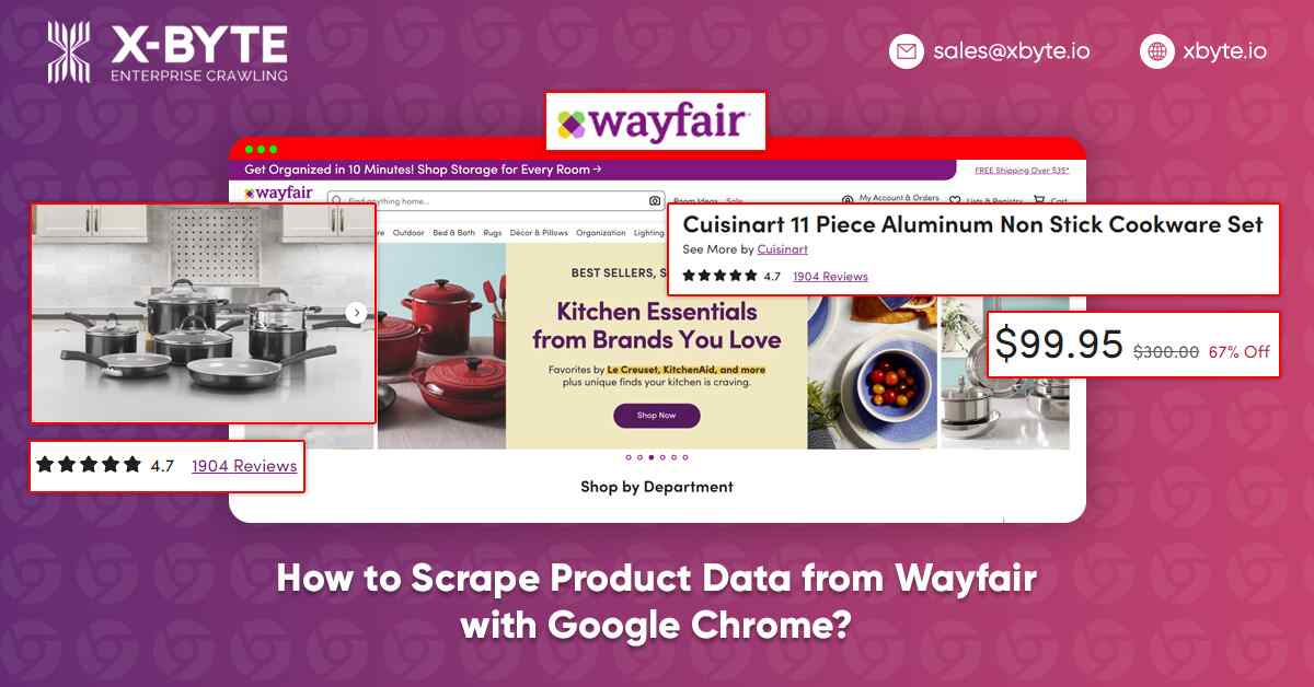 how to scrape product data from wayfair with google chrome